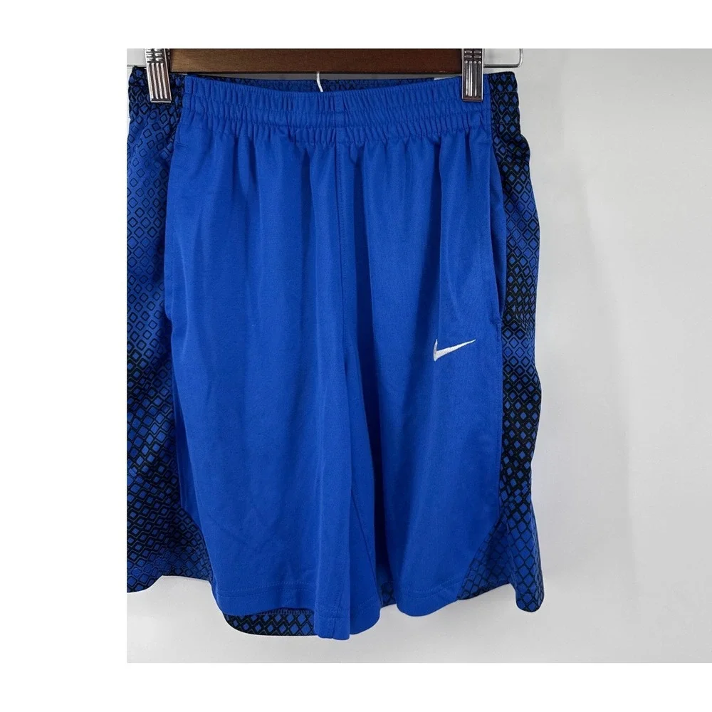Nike Boys Royal Blue Geometric Diamond Print Athletic Mesh Shorts 892390-405 L